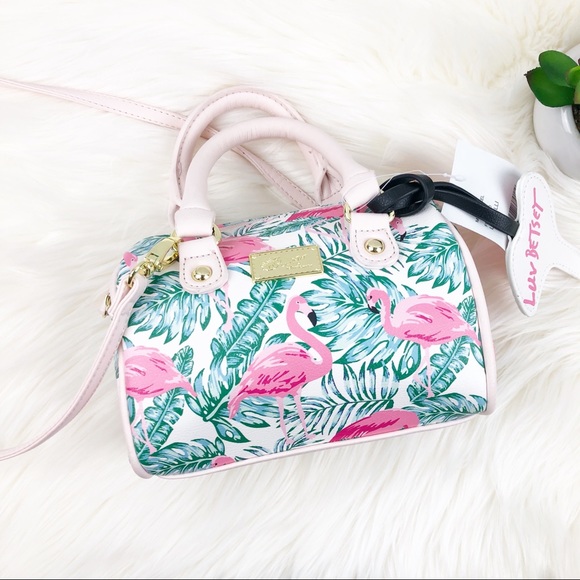 Betsey Johnson Handbags - Betsey Johnson flamingo mini barrel crossbody NWT